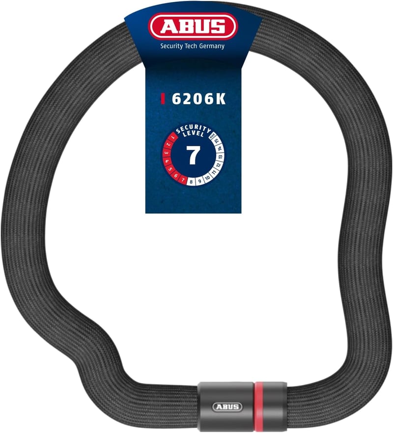 ABUS Láncos Kerékpárzár 6mm Acél Rugalmas Kulcsos Zárral - 85 cm, Single, Black