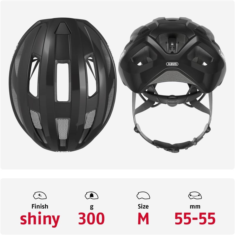 ABUS Macator kerékpáros sisak sportosak és kezdőknek, uniszex - M (52 - 58 inches), Black (velvet black)