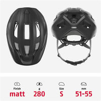Cestná cyklistická prilba ABUS Macator – matná čierna – S (51 – 55 cm) 3
