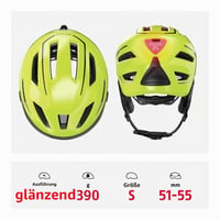 Cyklistická prilba ABUS Pedelec 2.0 ACE, mestská, so zadným svetlom, so štítom, s pláštenkou, veľkosť S, lesklá žltá, pánska aj dámska 3