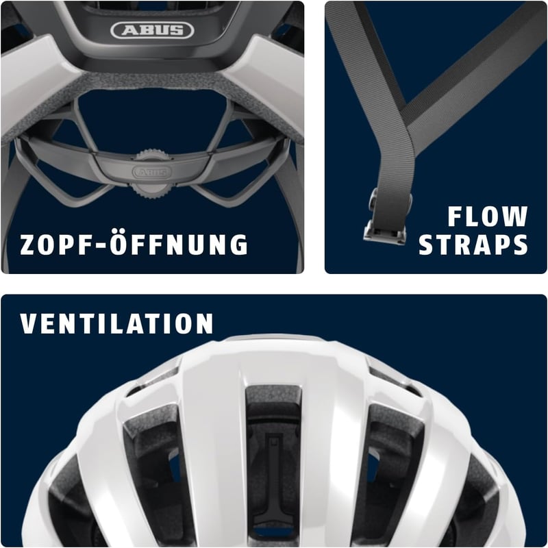 ABUS PowerDome MIPS kerékpáros sisak könnyű szellőzéssel és ütésvédelemmel - L (57 - 61 cm), White (shiny white).