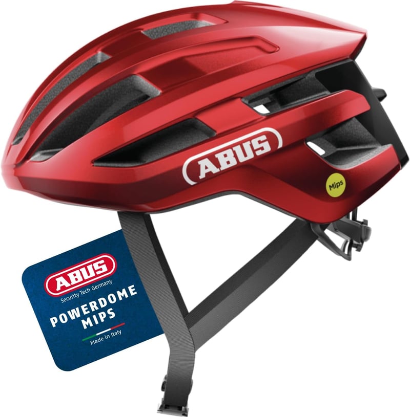 ABUS PowerDome MIPS kerékpáros sisak könnyű szellőzéssel és ütésvédelemmel - S (51-55 cm), Red (blaze red)