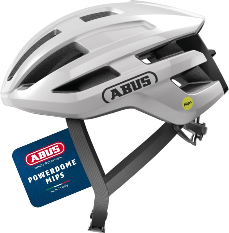 ABUS PowerDome MIPS kerékpáros sisak könnyű szellőzéssel és ütésvédelemmel - L (57 - 61 cm), White (shiny white).