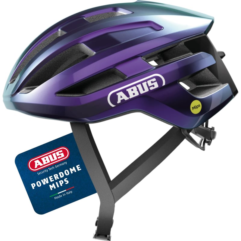 Cască de ciclism rutier ABUS PowerDome MIPS - Cască ușoară pentru bicicletă cu sistem de ventilație și protecție la impact - Fabricată în Italia - Mov - Mărimea M