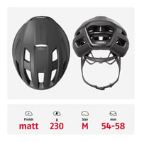 Cestná cyklistická prilba ABUS PowerDome – Ľahká cyklistická prilba s ventilačným systémom a aerodynamickým profilom – Made in Italy – Čierna – Veľkosť M 3