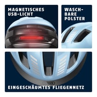 Cyklistická prilba ABUS Purl-Y ACE s LED svetlom - Ochranná prilba NTA kompatibilná s e-bicyklami a S-pedelecami pre dospelých a mládež - Svetlomodrá, veľkosť L 4