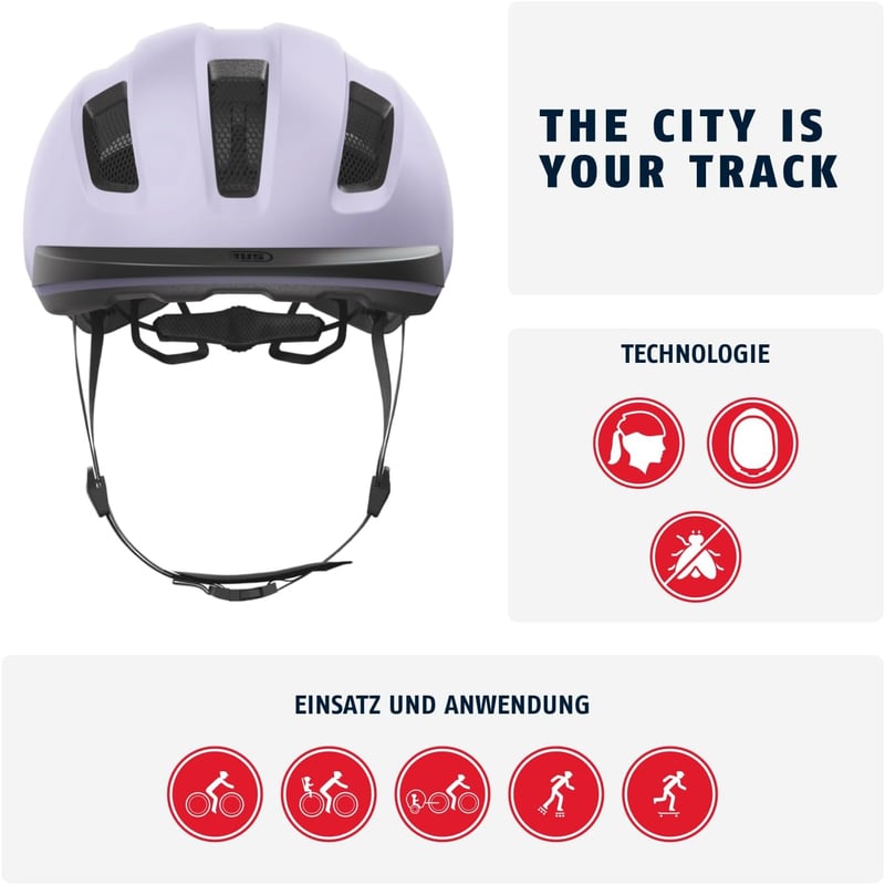 ABUS Purl-Y Kerékpáros Sisak E-Bike és S-Pedelec Felnőtt Védősisak - M (54 - 58 cm), Lavender (Light Lavender)