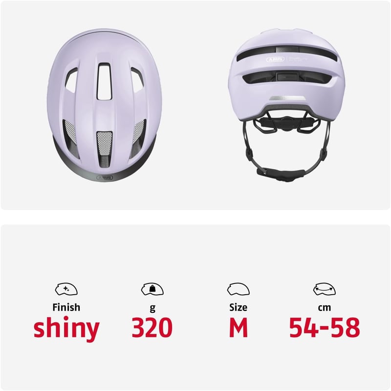 ABUS Purl-Y Kerékpáros Sisak E-Bike és S-Pedelec Felnőtt Védősisak - M (54 - 58 cm), Lavender (Light Lavender)