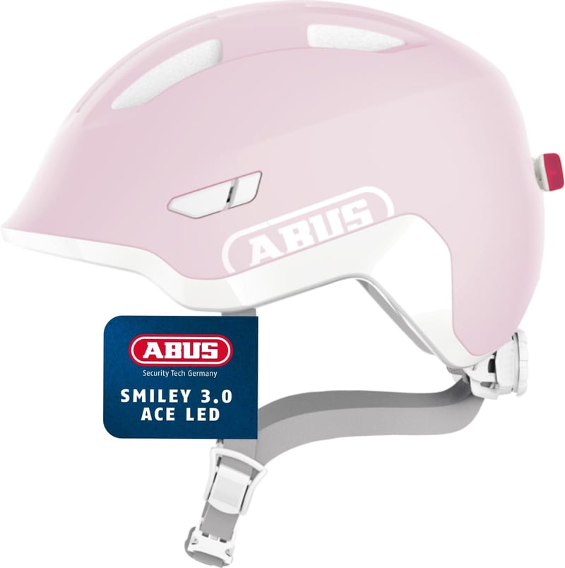 Detská cyklistická prilba ABUS Smiley 3.0 ACE LED so zabudovaným svetlom – Pure Rose – veľkosť S