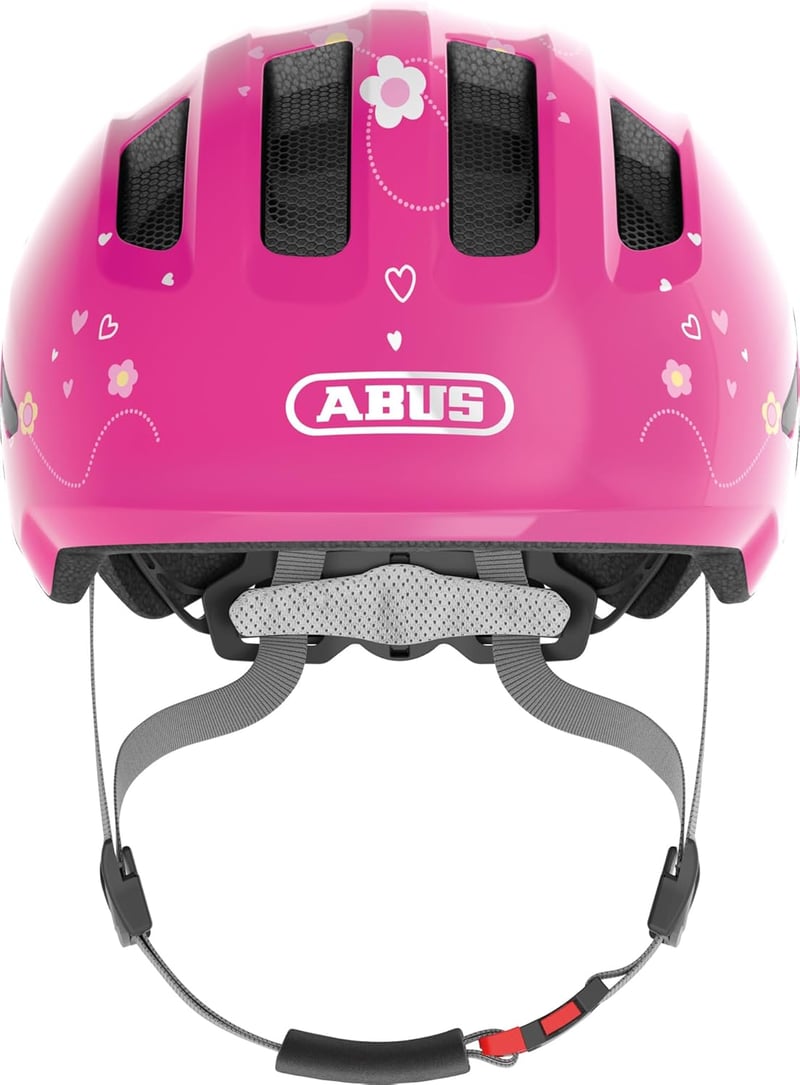 ABUS Smiley 3.0 gyerek bicikli sisak lányoknak és fiúknak, copf nyílással - M (50 - 55 cm), Pink (pink butterfly)