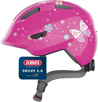 ABUS Smiley 3.0 gyerek bicikli sisak lányoknak és fiúknak, copf nyílással - M (50 - 55 cm), Pink (pink butterfly) 1