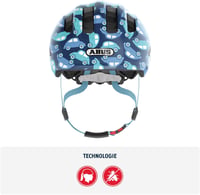 ABUS Smiley 3.0 LED gyerek kerékpáros sisak - kék autós mintával - S-es méret 3