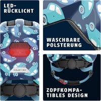 ABUS Smiley 3.0 LED gyerek kerékpáros sisak - kék autós mintával - S-es méret 5