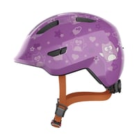 Cască de bicicletă pentru copii ABUS Smiley 3.0 pentru fete și băieți, potrivire adâncă, spațiu pentru coadă de cal, model cu bufniță mov, mărimea S 1