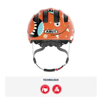 Detská cyklistická prilba ABUS Smiley 3.0 s hlbokým strihom, pre dievčatá a chlapcov, s oranžovým motívom príšerky, veľkosť M 2