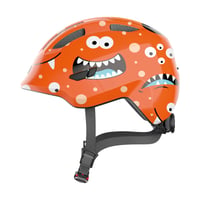 Cască de ciclism pentru copii ABUS Smiley 3.0 - Orange Monster, mărimea S (45-50 cm), pentru fete și băieți, cu spațiu pentru coadă de cal 1