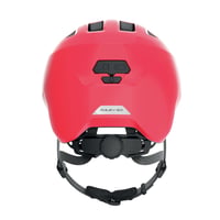 Detská cyklistická prilba ABUS Smiley 3.0, červená (Shiny Red), veľkosť M (50-55 cm), pre dievčatá aj chlapcov, s otvorom na vrkoč 4