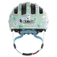 Detská cyklistická prilba ABUS Smiley 3.0, veľkosť S (45 – 50 cm), svetlozelená so vzorom, hlboký strih, priestor na vrkoč, pre dievčatá aj chlapcov 2