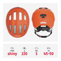 Detská cyklistická prilba ABUS Smiley 3.0, veľkosť S (45-50 cm), oranžová, pre dievčatá a chlapcov, s otvorom na vrkoč 3