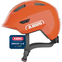 Detská cyklistická prilba ABUS Smiley 3.0, veľkosť S (45-50 cm), oranžová, pre dievčatá a chlapcov, s otvorom na vrkoč 1