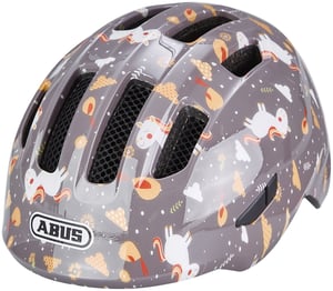 Detská cyklistická prilba ABUS Smiley 3.0, veľkosť S, vzor so šedými koníkmi, pre dievčatá aj chlapcov, s otvorom na vrkoč