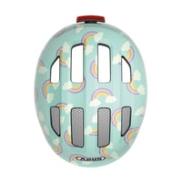 Detská cyklistická prilba ABUS Smiley 3.0 LED so svetlom, svetlomodrá s dúhovým vzorom, veľkosť S, pre dievčatá aj chlapcov 5