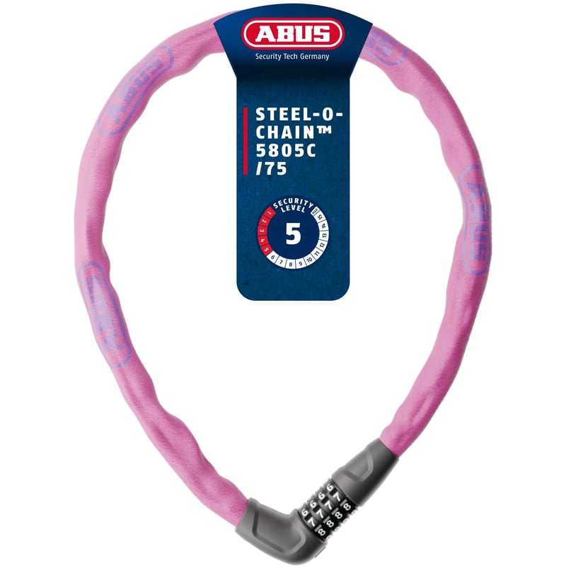 Antifurt bicicletă cu lanț ABUS Steel-O-Chain 5805C – 75 cm, Roz