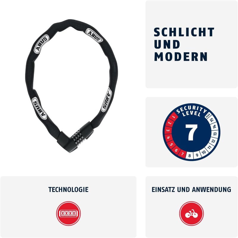 ABUS Tresor 1385/85 kerékpárlakat 110 cm aqua kék - 85 cm, Black
