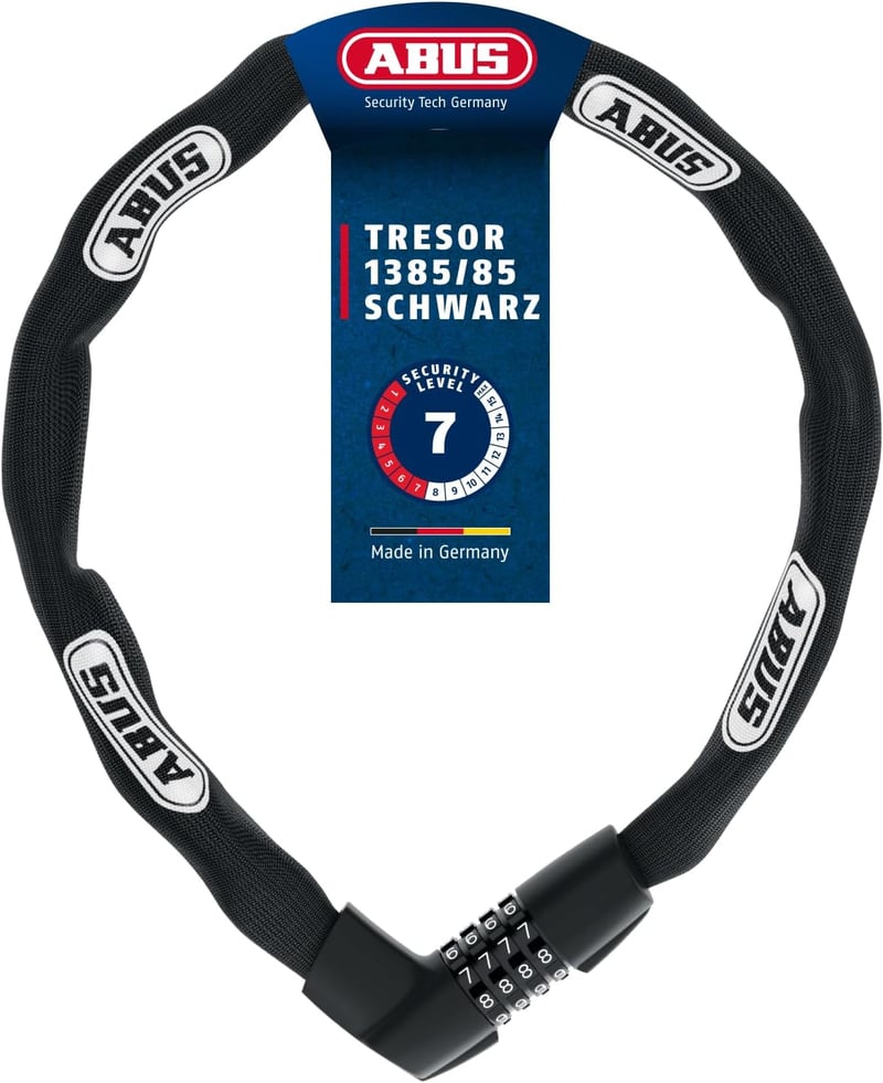 ABUS Tresor 1385/85 kerékpárlakat 110 cm aqua kék - 85 cm, Black