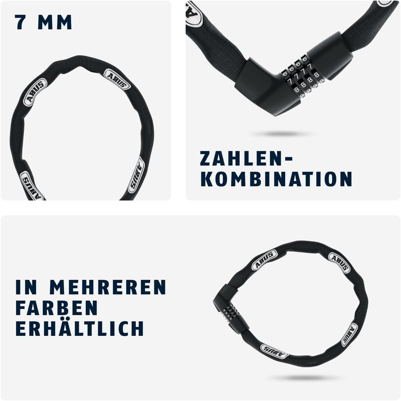 ABUS Tresor 1385/85 kerékpárlakat 110 cm aqua kék - 85 cm, Black