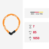 ABUS Tresor 1385 Láncos Lakat - 7mm Acél Lánc - 85cm - Narancssárga - 85 cm, Orange 3