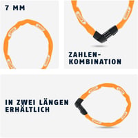 ABUS Tresor 1385 Láncos Lakat - 7mm Acél Lánc - 85cm - Narancssárga - 85 cm, Orange 4