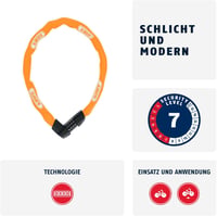 ABUS Tresor 1385 Láncos Lakat - 7mm Acél Lánc - 85cm - Narancssárga - 85 cm, Orange 2