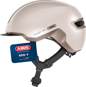 ABUS HUD-Y gradska biciklistička kaciga s LED stražnjim svjetlom, magnetskom kopčom - mat bež - L (57-61 cm)