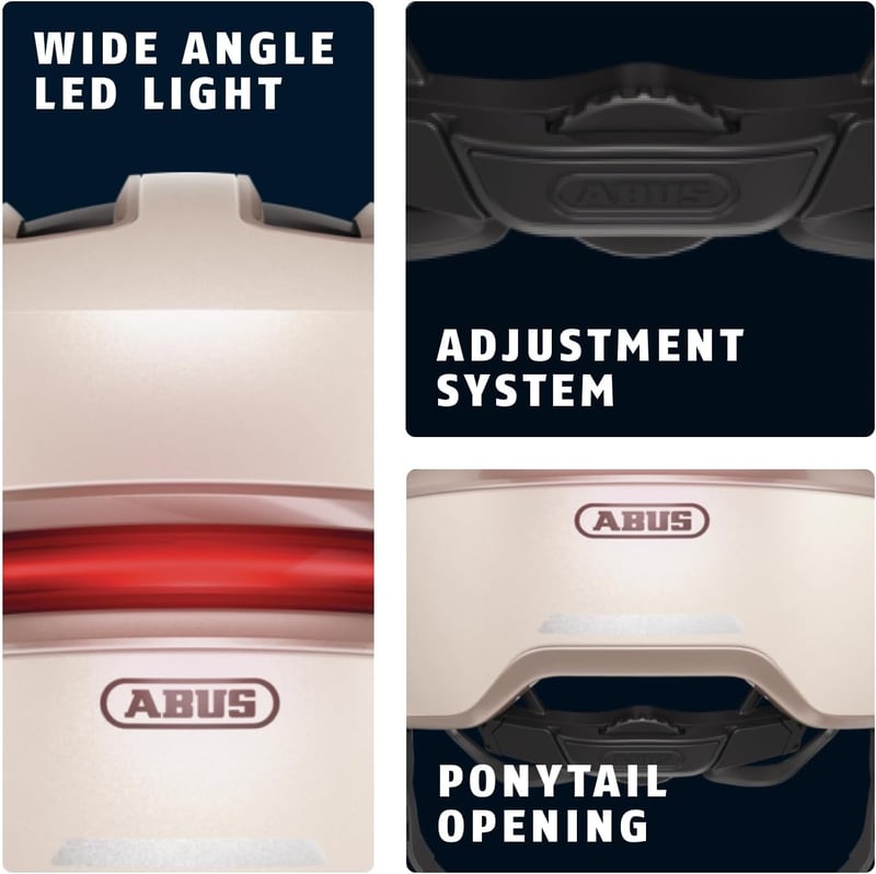 ABUS Urban Helmet HUD-Y mágneses LED hátsó lámpával és záródással - L (57 - 61 cm), Beige (champagne gold)