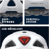 ABUS Urban-I 3.0 kerékpáros sisak hátsó lámpával, plexivel és mágneses zárással - fehér - XL-es méret 4