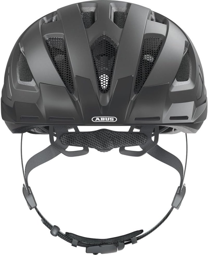 ABUS Urban-I 3.0 MIPS kerékpáros sisak hátsó lámpával, napellenzővel, szürke M
