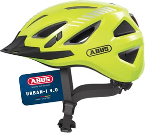 ABUS Urban-I 3.0 biciklistička kaciga sa stražnjim svjetlom i vizirom - žuta - veličina M