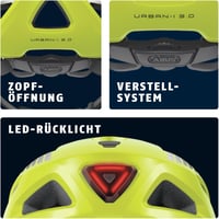 ABUS Urban-I 3.0 kerékpáros sisak hátsó lámpával és napellenzővel - sárga - M-es méret 4