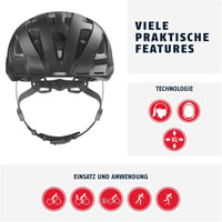 ABUS Urban-I 3.0 Városi Kerékpáros Sisak Hátsó Lámpa és Mágneses Zárral - L (56 - 61 inches), Black (velvet black) 2