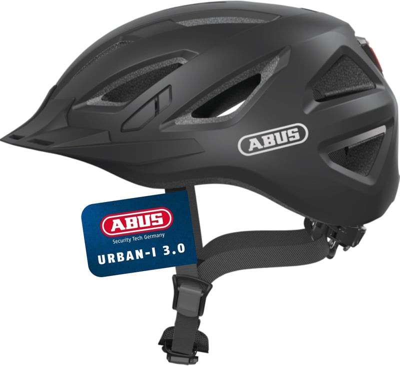 ABUS Urban-I 3.0 Városi Kerékpáros Sisak Hátsó Lámpa és Mágneses Zárral - L (56 - 61 inches), Black (velvet black)