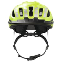 Cască de ciclism urban ABUS Urban-I 4.0, mărimea L, culoare galbenă, cu lumină spate reîncărcabilă, cataramă magnetică, cozoroc și orificiu pentru coadă de cal 2