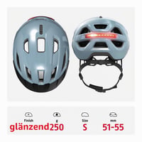 Mestská cyklistická prilba ABUS Urban-I 4.0, veľkosť S, modrá – s nabíjateľným zadným svetlom, magnetickou prackou, otvorom na vrkoč, pre ženy aj mužov 3