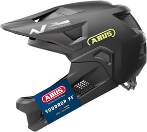 Cască de ciclism full-face pentru copii ABUS YouDrop FF cu protecție pentru bărbie detașabilă - negru - mărimea S 48-55 cm