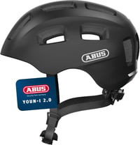 ABUS Youn-I 2.0 Gyerek Kerékpáros Sisak Fénnyel Fiúknak és Lányoknak - S (48 - 54 cm), Black (velvet black) 1