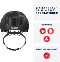 ABUS Youn-I 2.0 Gyerek Kerékpáros Sisak Fénnyel Fiúknak és Lányoknak - S (48 - 54 cm), Black (velvet black) 2