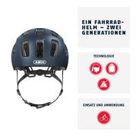 Detská cyklistická prilba ABUS Youn-I 2.0 so svetlom - veľkosť S (48-54 cm), Midnight Blue - pre chlapcov, dievčatá a mládež 2