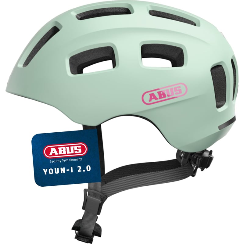 Cască de ciclism pentru copii ABUS Youn-I 2.0 cu lanternă - mărimea S (48-54 cm) - Iced Mint - pentru fete și băieți
