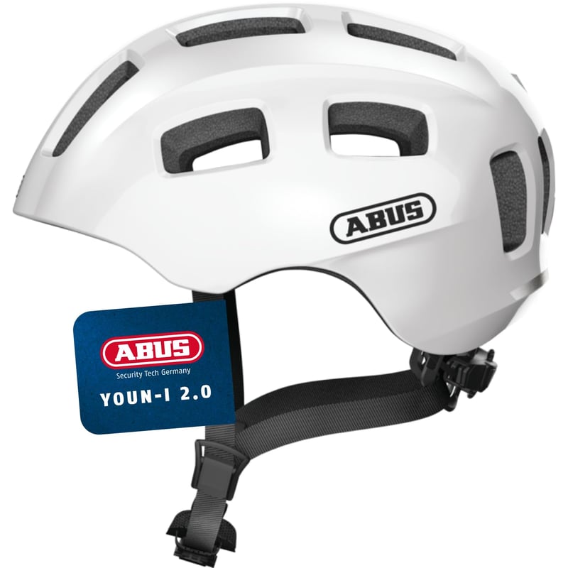 Cyklistická prilba ABUS Youn-I 2.0 pre deti a mládež, so zabudovaným svetlom, Polar White, veľkosť M (52-57 cm)