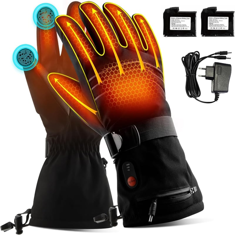 ABXMAS Fűthető Kesztyű Férfi Női Unisex 7.4V 3200mAh Akkumulátoros Téli Sport Síelés Fekete Pamut S Méret